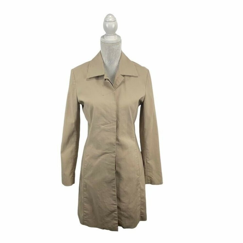 Newport News Shape FX Tan Trench Coat Stretch 8